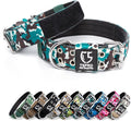 TSPRO Tactical Dog Collar with Metal Buckle & Patch, 1.5 Inch Wide, Adjustable, Durable Thick Collar for Medium to Large Dogs (Camo Cyan)