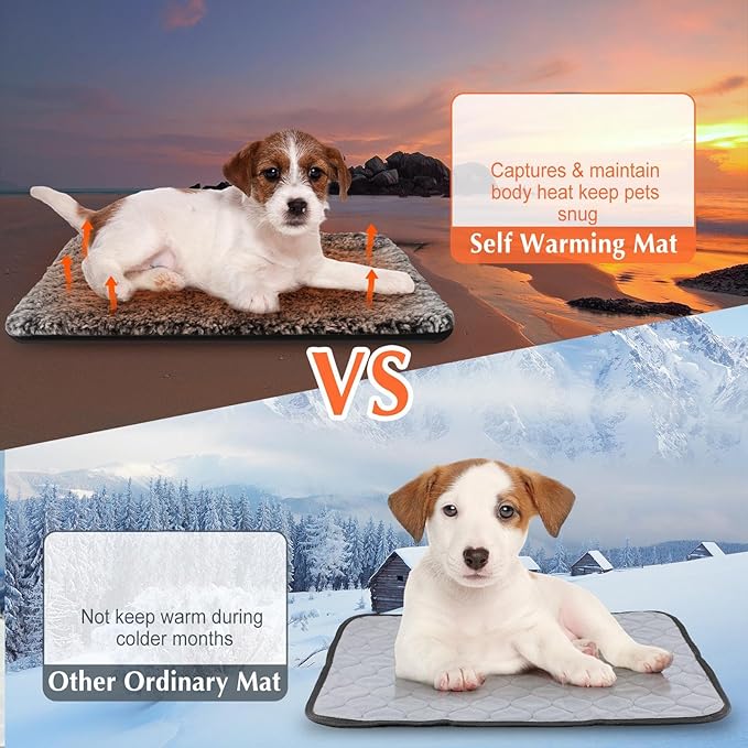 4 Pack Self Warming Cat Bed Indoor Self Heating Dog Cat Pad Washable 16 x 20 Inch Thermal Pet Kennel Pad Crate Bed Mat Reflect Body Heat for Outdoor(16 x 20 Inch,Gray)