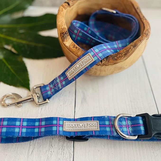 Lucky Love Dog - Adjustable Dog Collar and Leash Set with Easy Click Buckle for Small to Large Dogs, Durable, & Comfortable Collar for Male & Female Dogs, Puppies & Adult Ones - Scotty Combo, Medium
