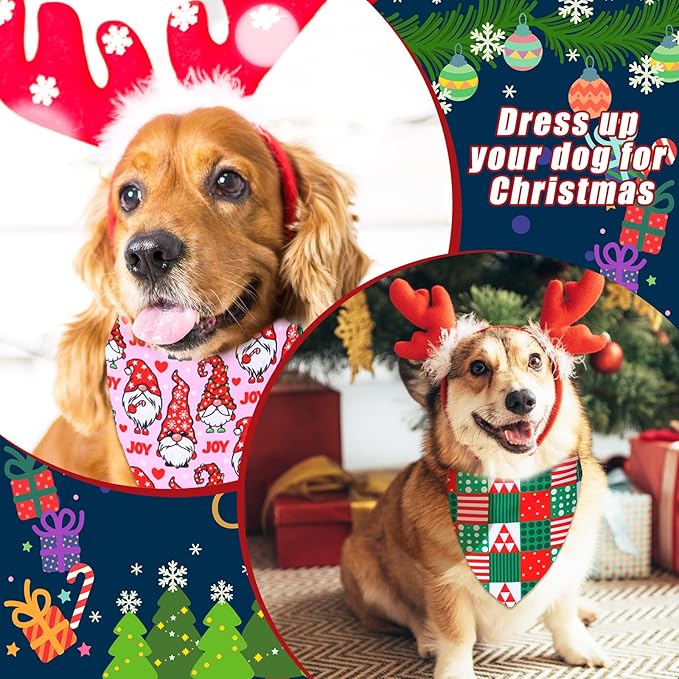 Newwiee 100 Pcs Christmas Dog Bandanas Bulk for Dogs Triangle Bibs Scarf Holiday Xmas Soft Breathable Dog Christmas Scarf Accessories for Large Dog Puppy Cat