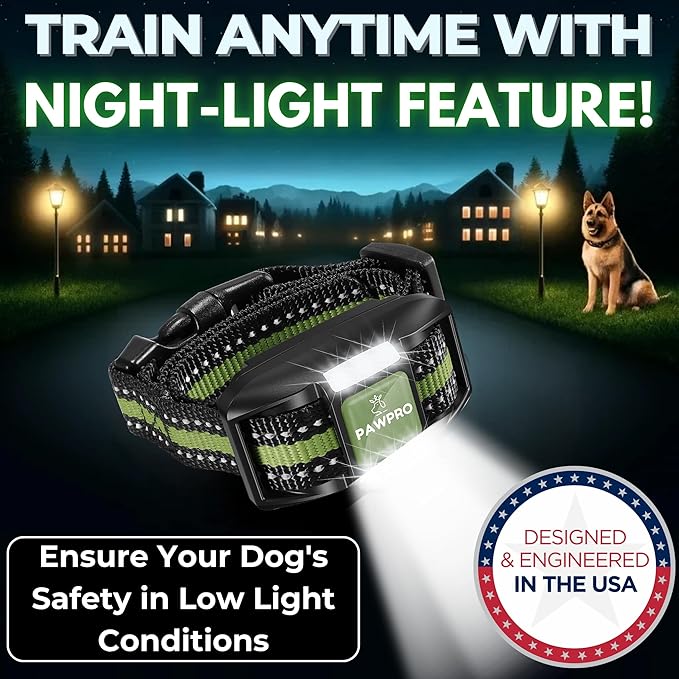 Dog Shock Collar with Remote, Unmatched 4-Mile Range, Night-Light Mode, Training Guide Included, 124 Training Levels & 4 Modes, Beep Vibration Shock, Waterproof Rechargeable, Fits All Dogs (Green)