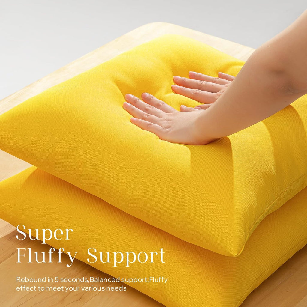 Phantoscope Pack of 2 Premium Dual Usage Outdoor Pillow Inserts, Waterproof Throw Pillows No Cover Needed, Colorful Decorative Couch Sham Cushion Stuffer Patio Couch Tent, Yellow 12 x 20 Inches
