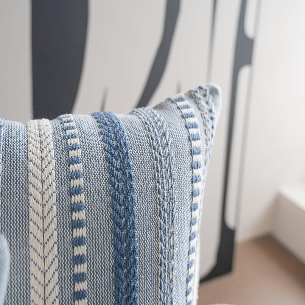 Boho Throw Pillow Covers 12x20 Inch Set of 2, Farmhouse Decorative Couch Pillow Cases, Blue Accent Pillows of Bed, Sofa Bedroom Living Room Home Decor Cushion Cover