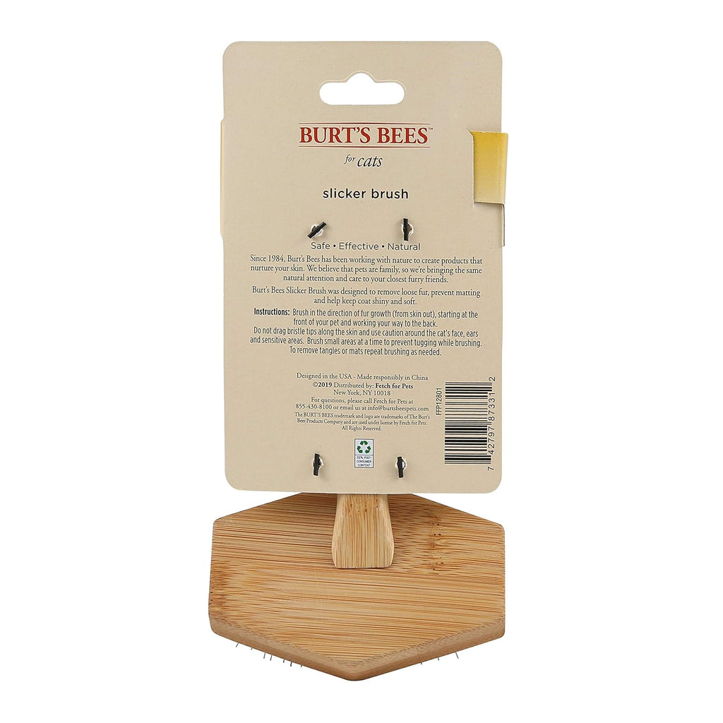 Burt's Bees for Pets Slicker Brush | Removes Loose Cat Fur, Prevents Matting | Ideal for Daily Grooming, Smooth Coat