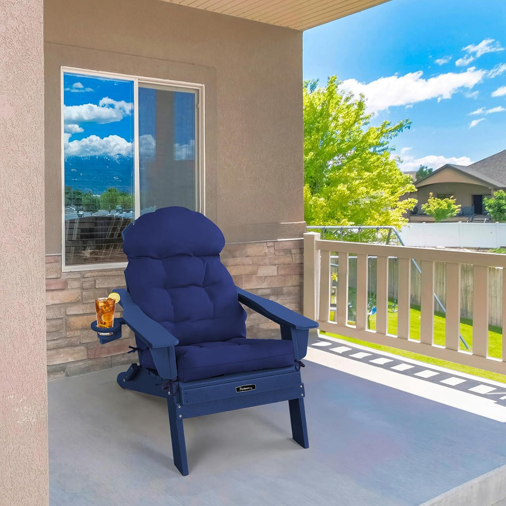 FUNBERRY Adirondack Chair Cushion, Thicken Comfy Cushions for Rocker Non Slip Fade Shield Waterproof High Back with Ties