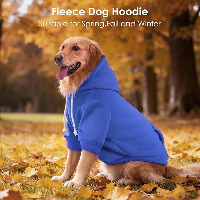 Dog Basic Hoodie Ultra-Soft Plaid Dog Clothes Cold Weather Sweaters for Medium Large Dogs Breathable Cozy Fabric Pet Coat Warm Stylish Sweatshirt with Leash Hole Pocket Dogs Jacket for Cats Boys Girls