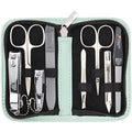3 Swords Germany - brand quality 8 piece manicure pedicure grooming kit set synthetic leather case mint - Made in Germany