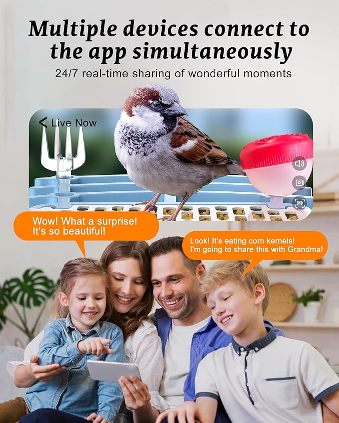 Smart Bird Feeder with Camera - 2.5K HD Bird Feeder Cameras Solar Powered, AI Birds Identification via App WiFi Outdoor Waterproof Birdhouse Watch Night Vision, 4000mAh Battery, Gift for Birdlovers