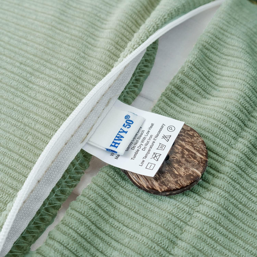 HWY 50 Sage Green Chenille Throw Pillow Covers 20x20 Inch with Triple Buttons, Soft Spring Farmhouse Accent Decorative Cushion Cases for Couch Sofa Bed Living Room Pack of 2