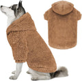 Fuzzy Dog Sweaters for Large Dogs Dog Hoodie Soft Double-Sided Plush Pet Sweater Fleece Pet Clothes Coats Hoodie Sherpa Hooded Sweatshirt(Coffee-XL)