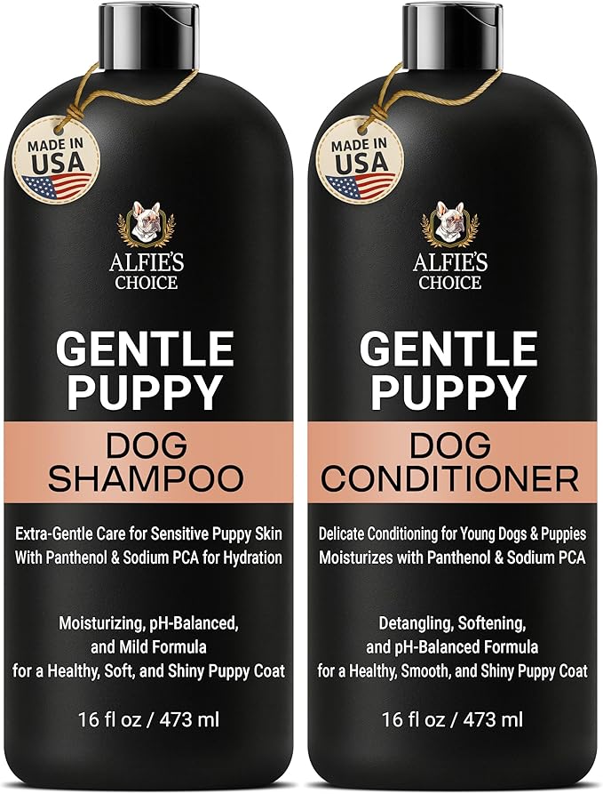 ALFIE'S CHOICE Puppy Shampoo and Conditioner Set | 16 fl oz Each | for Sensitive & Itchy Skin | Puppies, Adults & All Breeds of Dogs