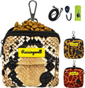 Dog Treat Pouch for Pet Walking and Training with Clicker Poop Bags and Double Bag Design Small Fanny Zipper Pack Holder for Puppy Snack Dispenser Kit for Leash and Outdoor Use Snake Skin