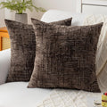 Decorative Throw Pillow Covers 20x20 Inch Set of 2, Soft Solid Farmhouse Chenille Couch Pillows, Spring Pillow Covers for Couch Sofa Bed Living Room Home Decor Pillowcase, Brown