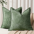 Pack of 2 Forest Green Christmas Decorative Throw Pillow Covers 20x20 Cozy Soft Chenille Accent Vintage Square Couch Pillow Covers for Home Decor Bed Sofa Living Room