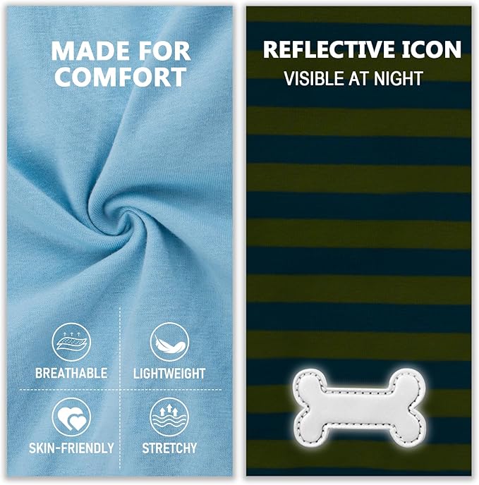 KYEESE 2Pack Dog Shirts Striped T Shirt Cotton Tank Top Soft Tee for Small Dogs Lightweight Clothes Sleeveless Dog Vest, Medium,Blue+Striped