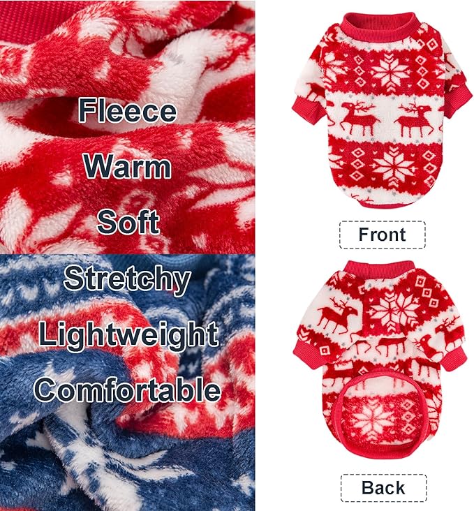 Dog Sweater, 2 Pack Dog Sweaters for Small Dogs, Dog Clothes for Small Dogs Girl Boy, Ultra Soft and Warm Puppy Sweater Dog Coat for Winter Christmas (Large, Xmas Red+Xmas Blue)