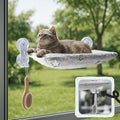 Cordless Cat Window Perch for Large Cats, Glow in The Dark Fabric Cat Hammock for Window with 4 Strong Suction Cups, Easy to Assemble, Foldable Window Seat for Cats Inside, Gray L