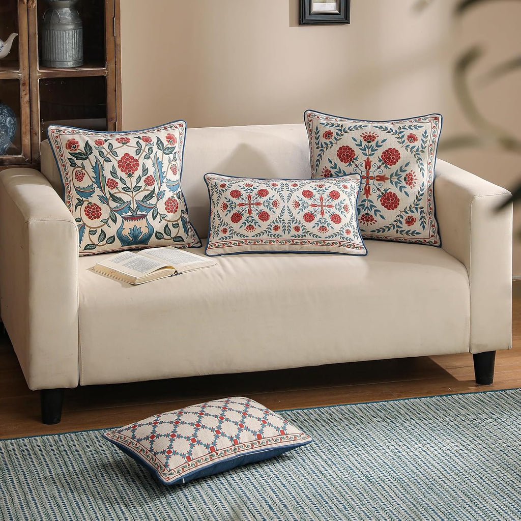 patdrea Designer Throw Pillow Covers Set of 2,Lumbar Bright Vintage Red Linen with Checkerboard Pattern Pillow Cover,Decorative Rectangle Pillowcases Cushion for Bed Living Room Outdoor,12"x20"