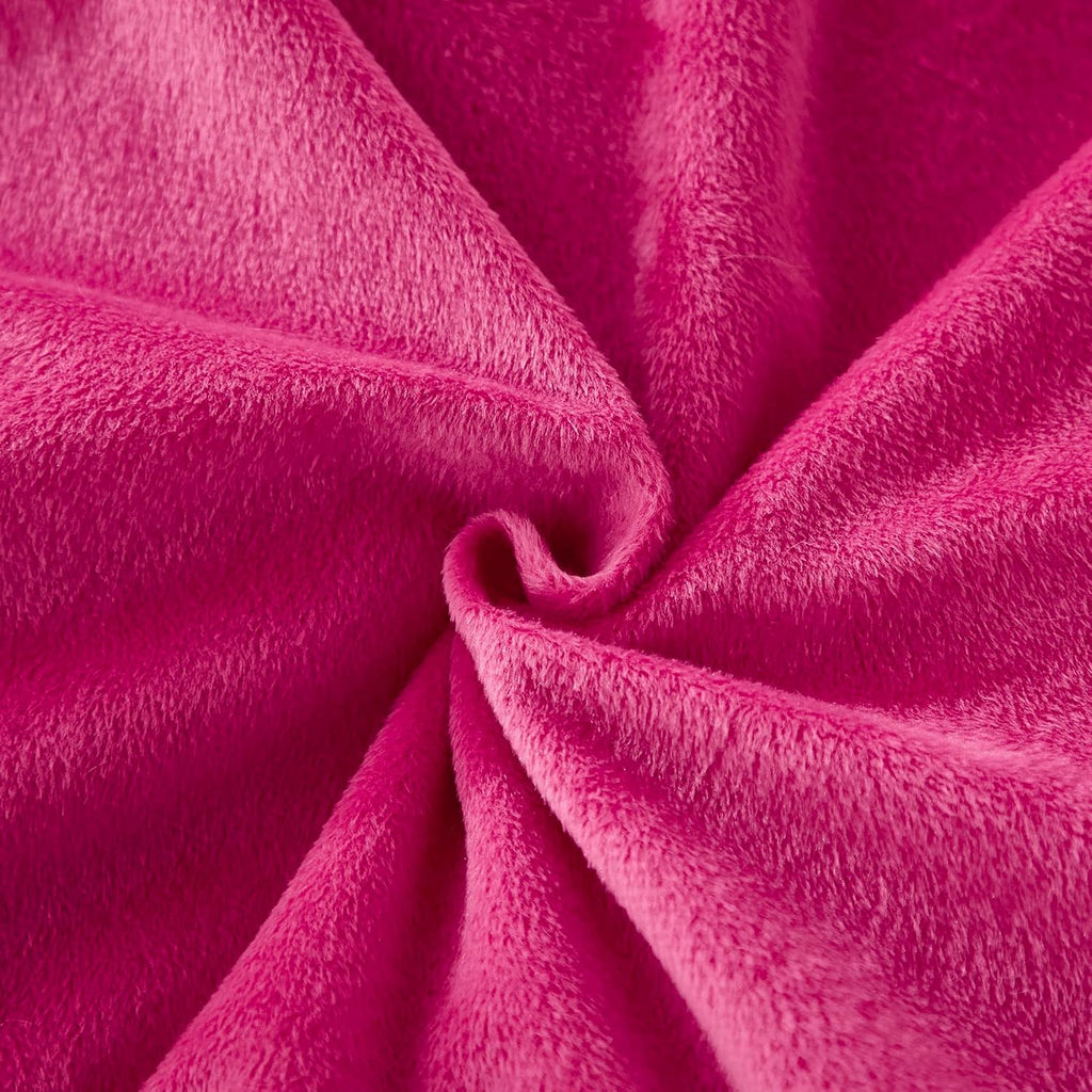 Uhamho Set of 2 Faux Fur Throw Pillow Covers Bed Pillowcases Soft Velvet Home Decorative Zipper Closure (Hot Pink, 18"x18")