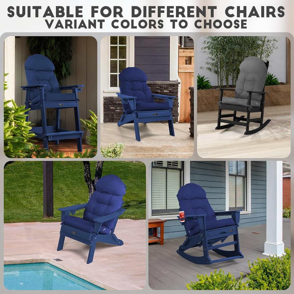 FUNBERRY Patio Chair Cushions Set of 4, Thicken Comfy Cushions for Rocker Non Slip Fade Shield Waterproof High Back with Ties