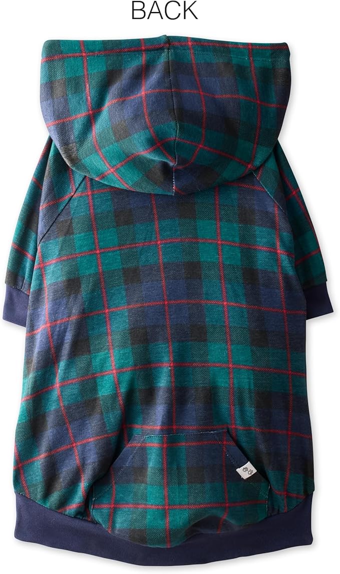 Rocky – The Orginal Lightweight Hooded TEE 100% Organic Cotton Dog Hoodie Pet Coat Sweater for Small, Medium, Large Dogs, Black Watch Plaid, XX-Small (4-7 lbs)