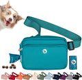 Puppington 3-in-1 Crossbody Dog Walking Bag & Treat Pouch with Matching Planet Safe Poop Bags & Built-In Dispenser - Dog Mom Gift for Puppy Training with Zippered Pockets (Lagoon Teal)