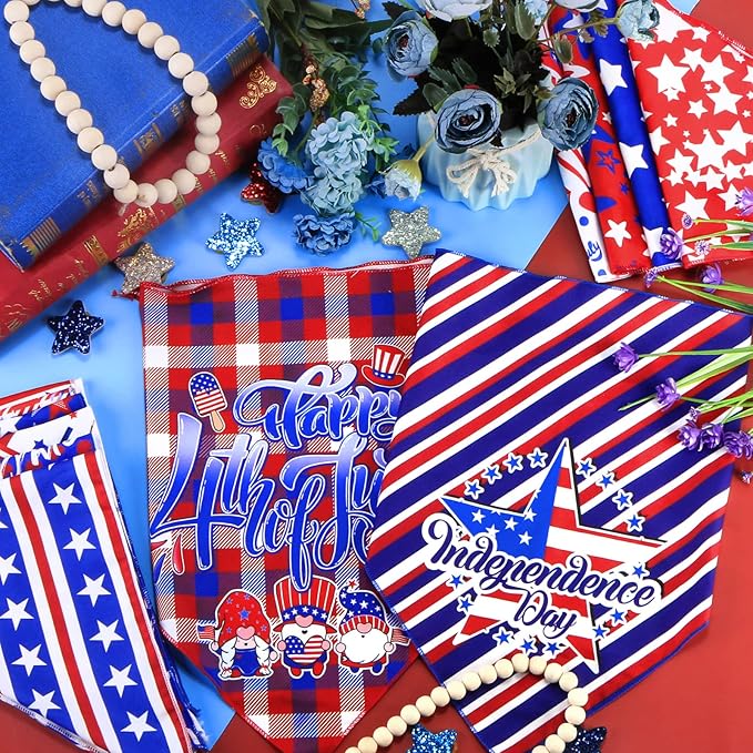 60 Pcs Dog Bandanas Bulk American Flag Pet Scarf Holiday Puppy Bandanas Washable Adjustable Patriotic Dog Bandana for Sport Event Parade Labor Day Patriot Day Small Medium Large Pet Grooming