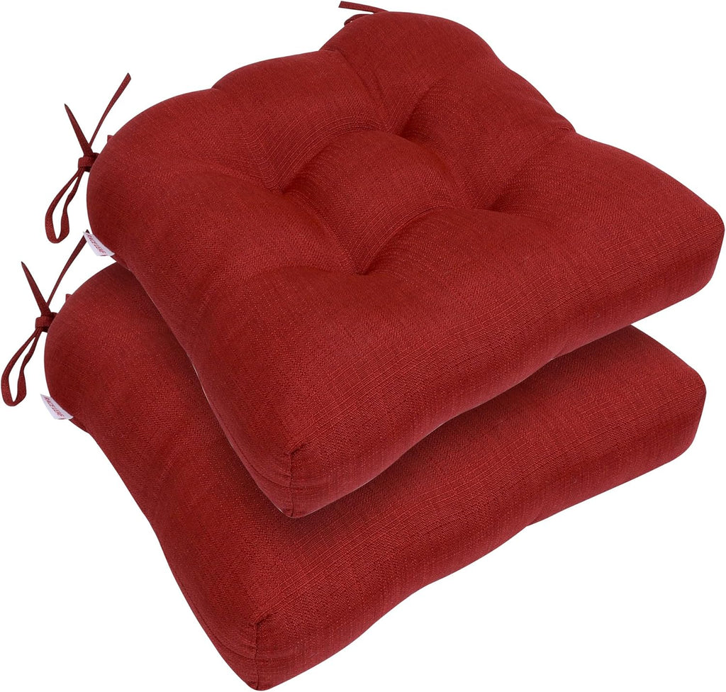 RACE LEAF 17" x 17" Patio Chair Seat Pads Red - Outdoor/Indoor Patio Cushions Set of 2 - Replacement Cushions for Chairs and Seating - Olefin Seat Pads for Porch, Deck, and Garden Seats