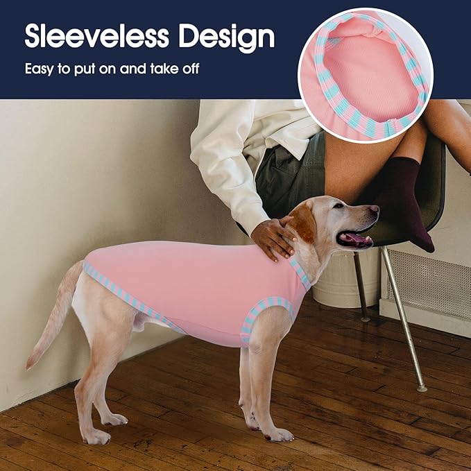 IECOii 2 Pack Dog Shirt for Large Dogs | Pullover T-Shirts, Sun Protection in Outdoor, Sleeveless Tank Top for Large Breeds, Pink+Green, 3XL
