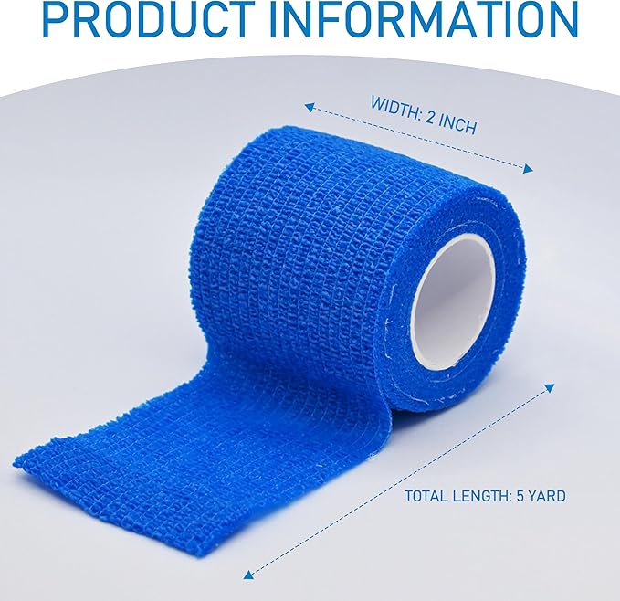 15 Pack Self Adhesive Bandage Wrap 2 Inch x 5 Yards Non-Woven Bandage,Vet Wrap Breathable Elastic Self-Adherent Tape for Stretch Athletic, Sports, Wrist, Ankle (Black)