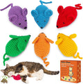 Retro Shaw Catnip Toys Crochet Mouse, 6 Pcs Yarn Cat Nip Mice Safe Teeth Cleaning Chew Toy for Indoor Kittens Kitty, Interactive Catnip Cat Kicker Toys