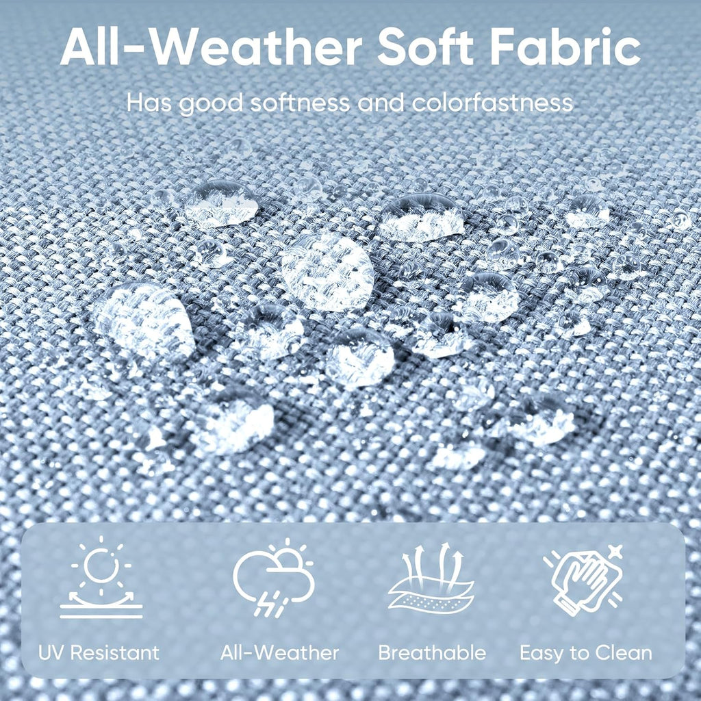 9-Piece Outdoor Patio Cushion Set - Fade & Water Resistant with Removable Olefin Cover, 22x24x4 Inch Memory Foam Cushions for Wicker Sectional Sofa – Baby Blue/Buckle