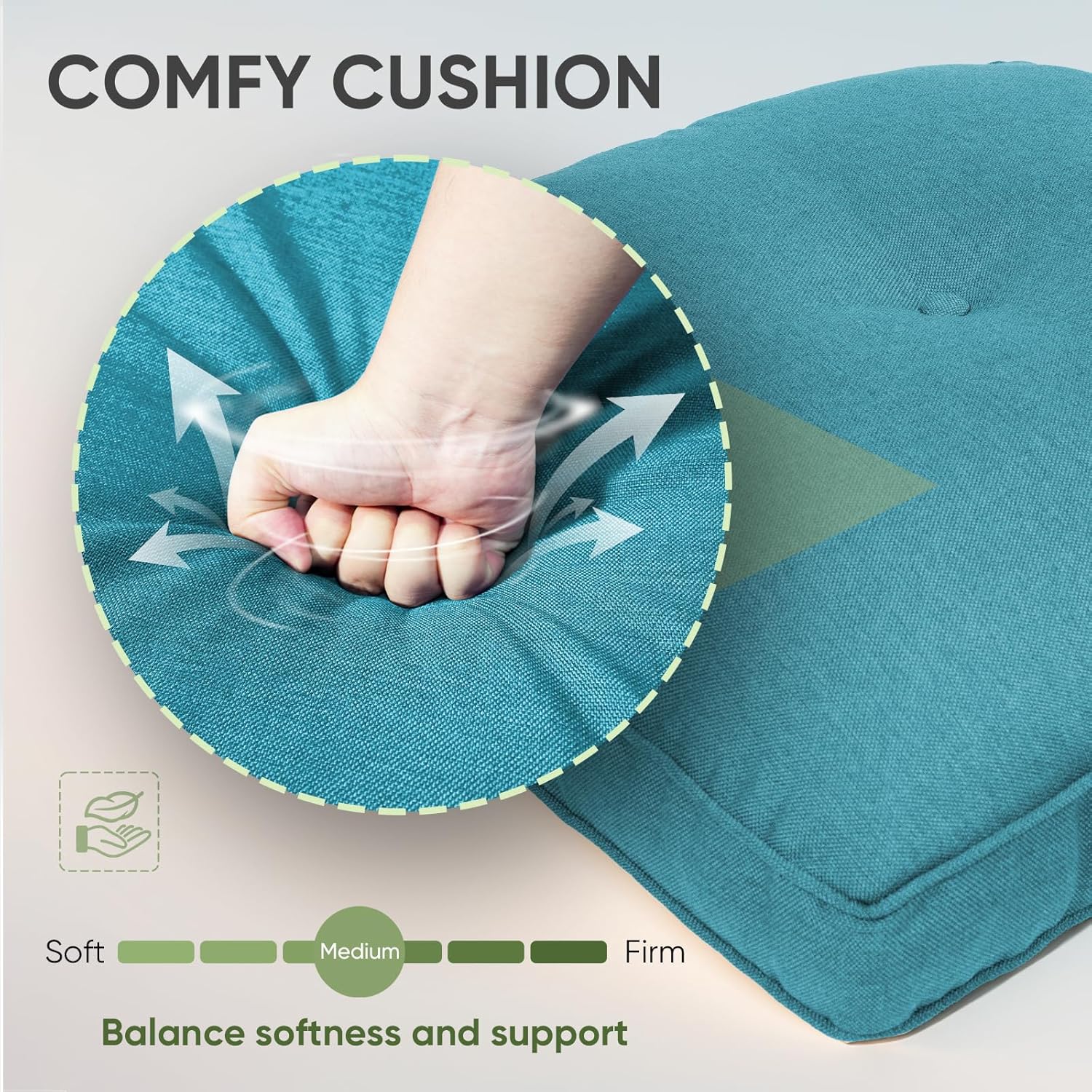 Outdoor Cushion Set of 4, Waterproof Outdoor Seat Cushions 25x22, Patio Chair Cushions for Outdoor Furniture, Couch Cushion Replacement, Include 4 Back & 4 Seat Cushions, Cyan Blue