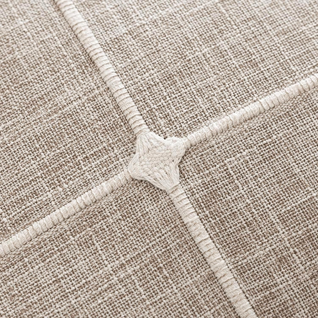 Foindtower Pack of 2 Decorative Faux Linen Jacquard Check Throw Pillow Covers Farmhouse Cushion Cover with Grid Textured Accent Pillowcase for Couch Sofa Bed Living Room Home Decor,18×18 Inch,Beige