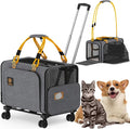 PAWZIDEA Expandable Large Pet Carrier with Wheels, 24x16x16 in Rolling Cat Carrier for 2–4 Cats up 55lb, Soft-Sided Collapsible Small Medium Dog Crate for Car Travel, Telescopic Handle, Storage Pocket