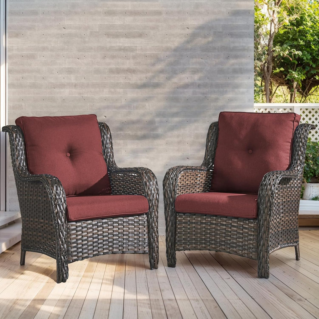 Outdoor Chair Cushions-Patio Chair Cushions Set with Removable Cover 22 X 25 Inch Outdoor Cushions for Patio Furniture Chair Sofa Couch-Red