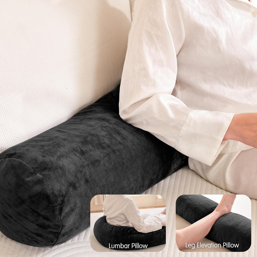 SyMax 7.8"x60" Body Pillow for Queen Bed, Bolster w/Removable Polyester Cover, Headboard Gap Filler Pillow, Dark Grey