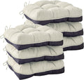 Chair Cushions for Dining Chairs, Seat Cushions for Kitchen Chairs, Indoor Seat Cushions with Ties, Tufted Foam Chair Pads, Non Slip Chair Cushions Set of 6, 15.5" x 15.5" x 4", Beige