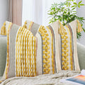 AmHoo Set of 2 Chenille Striped Textured Boho Throw Pillow Covers Aesthetic with Tassels Woven Decorative Pillow Case for Couch Bed Sofa Bedroom Modern Funky 18 x 18-Inch Yellow