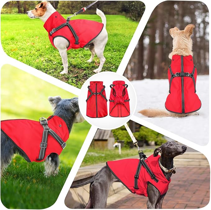 Mosucoirl Dog Raincoat Waterproof Dog Hoodie Reflective Dog Raincoat Hooded Adjustable Rain Jacket for Small Medium Large Dogs Puppies (Red, XXL)