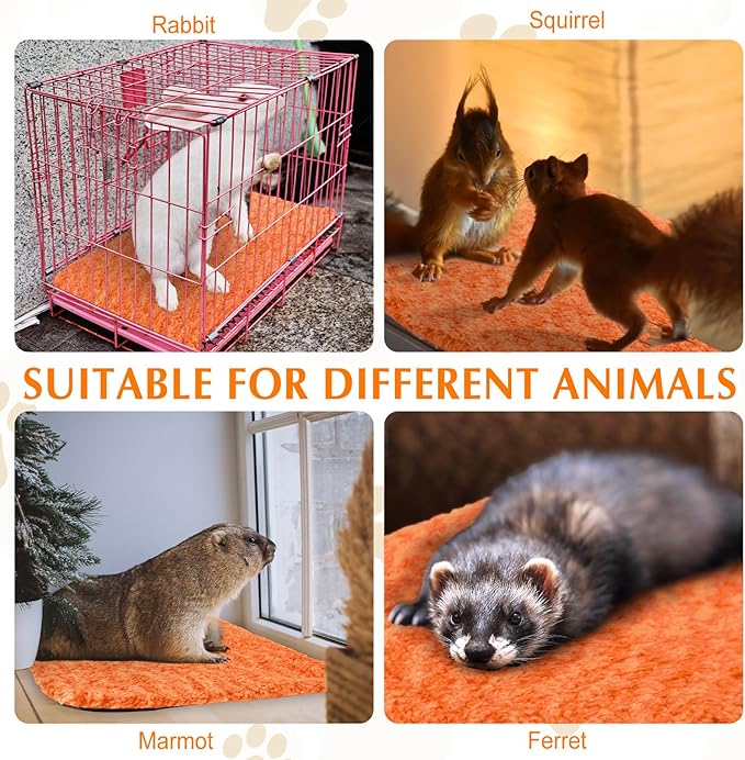 4 Pack Self Warming Cat Bed Indoor Self Heating Dog Cat Pad Washable Thermal Pet Kennel Pad Crate Bed Mat Reflect Body Heat for Outdoor (Orange,16 x 20 Inch)