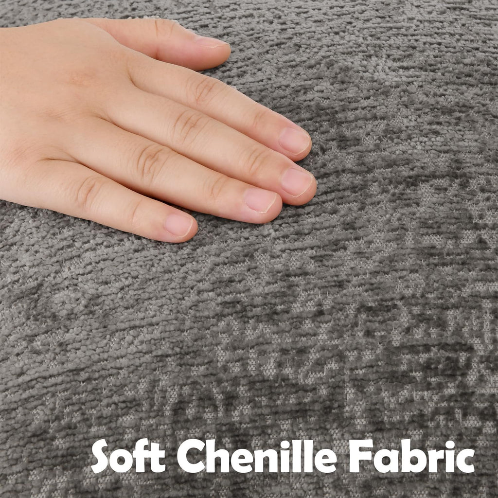 Pack of 2 Grey Decorative Throw Pillow Covers 20x20 Cozy Soft Chenille Accent Vintage Square Couch Pillow Covers for Home Decor Bed Sofa Living Room