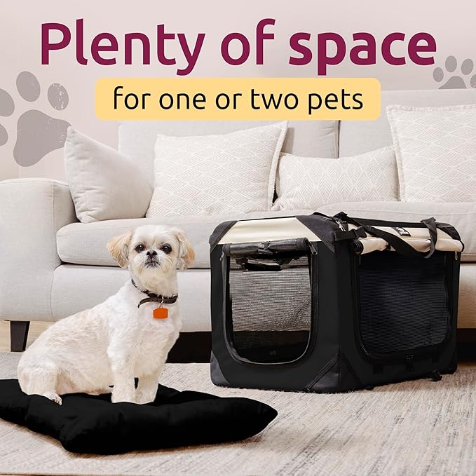 Large Cat Carrier & Dog Carrier for 2 Cats or Medium Dog. Soft Sided Pet Carrier for Travel. Collapsible, Portable with Soft Bed, Top & Side Loading, Locking Zippers, Puppy Crate & Kennel