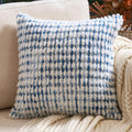 Aeckself Boho Chenille Tufted Pillow Cover 20x20 Inch, Decorative Square Throw Pillow Cover Neutral Pillowcase for Couch Bedroom Living Room, Blue White