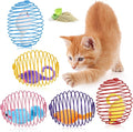 Jecery 5 Pcs Cat Spring Balls Stretchable Springs Toys Rolling Balls Colorful Playful Coils Interactive Spring Action Toy Caged Rats for Kitten Cat Pet Supplies Indoor (Catnip Rats,Multicolor)