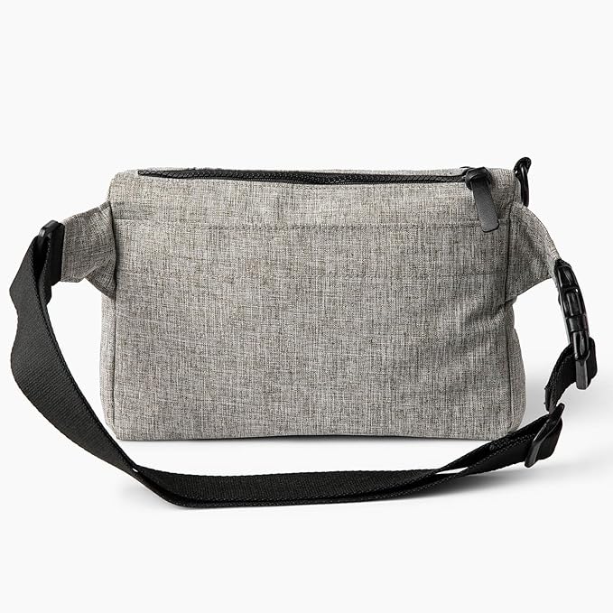Dog Walk & Train Sling Bag by Cleverpup - Hands-Free 2-In-1 Treat Pouch, Poop Bag Holder, Clicker, Phone Pocket - Crossbody/Fanny Pack, Adjustable Strap - Heather Grey