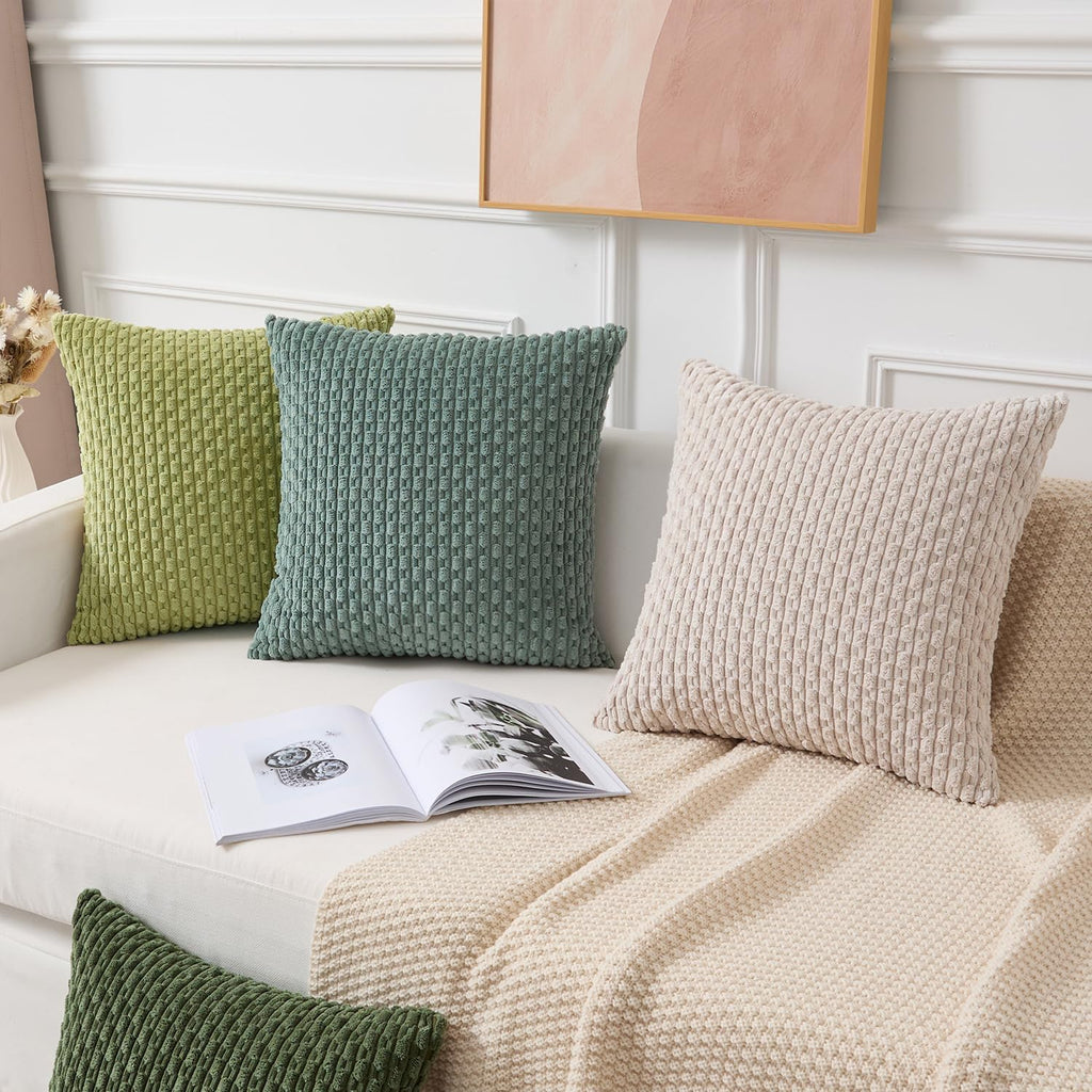 Kevin Textile 14x22 Inch Pillow Cover 1 Pack Boho Decorative Soft Striped Corduroy Lumbar Farmhouse Color Accent Rectangle Cushion Case for Living Room Couch Sofa Bed, Teal Green