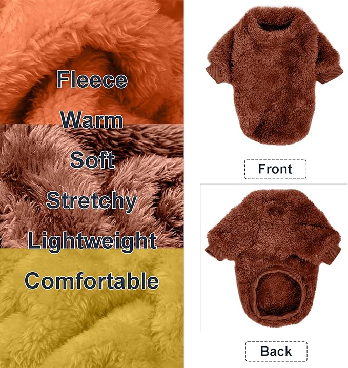 Dog Sweater, 3 Pack Dog Sweaters for Small Dogs, Dog Clothes for Small Dogs Girl Boy, Ultra Soft and Warm Puppy Sweater Dog Coat for Winter Christmas (Orange+Coffee+Yellow, S)