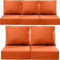 Luxury 22x24/22x25 6-Inch Outdoor Cushions for 5 Peice Patio Furniture Set - Set of 5 Water-Resistant Pillow for Dining Rocking Swivel Chairs Loveseat Couch Sectional Sofa - Orange