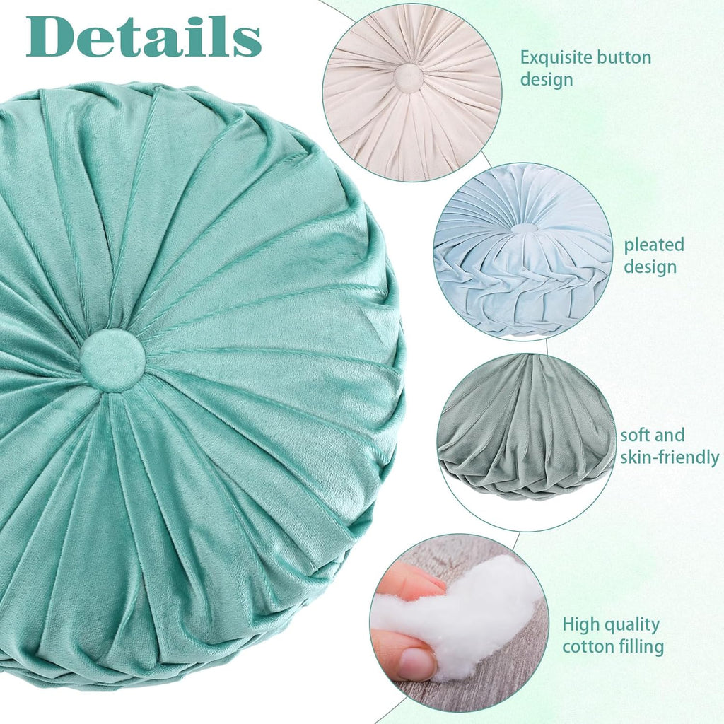 Yerliker 6 Pcs Floor Pillow Cushions 15inch Round Velvet Throw Pillows Colorful Flexible Cushions Alternative Pillows for Couch Chair Living Room Bedroom Home Office Decor(Blue Color)